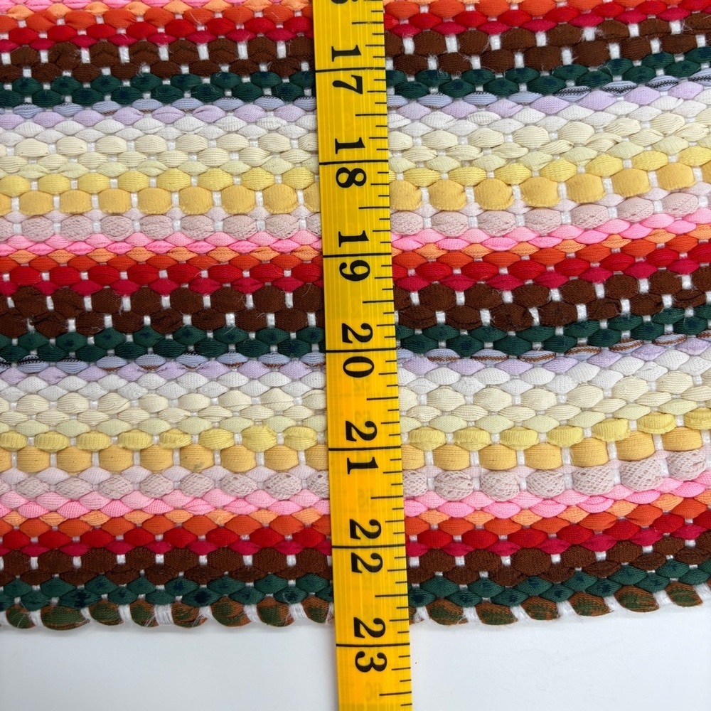 Vtg. Handmade Rag Rug Crocheted Edge, Reversible Floor Mat - Picture 7 of 7